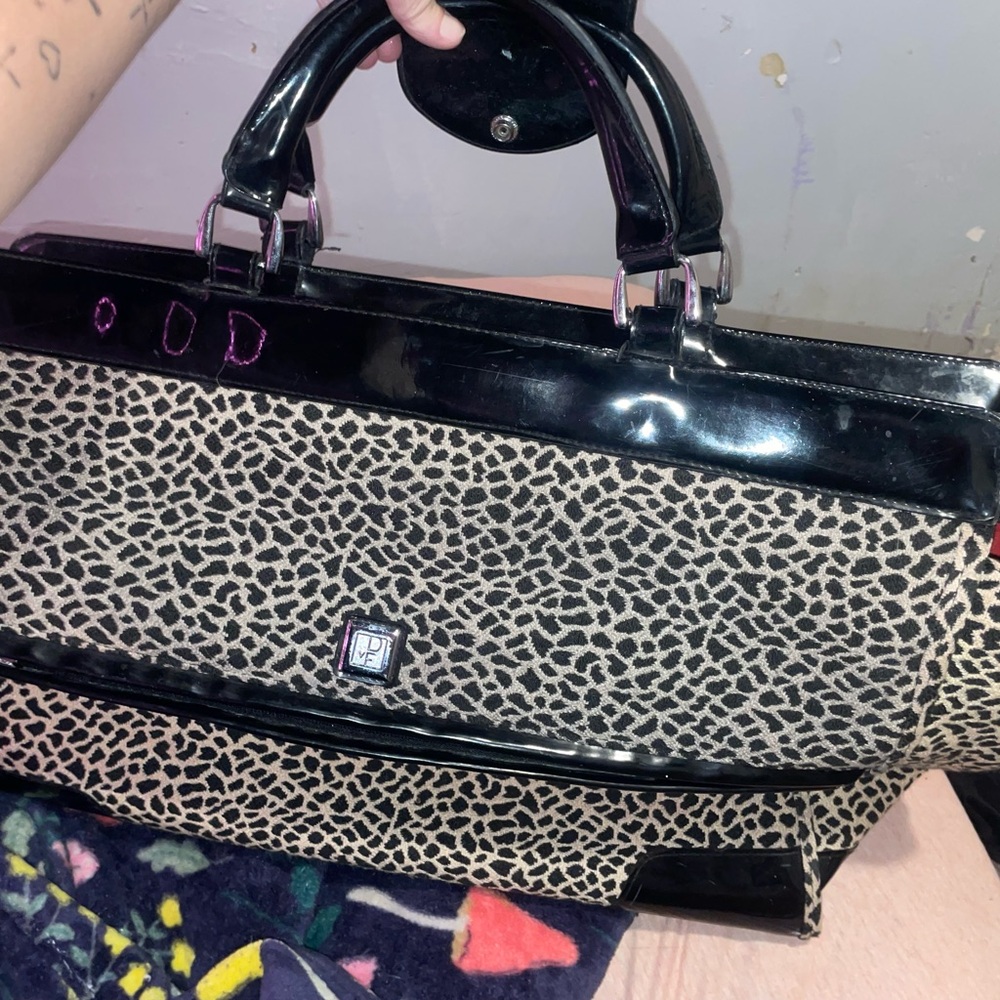 Leopard Print Women's Bag with Black Accents